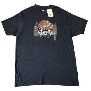 Levi's Graphic Print T-shirt Men Size XL Black Relaxed Fit Short Sleeve Tee NWT